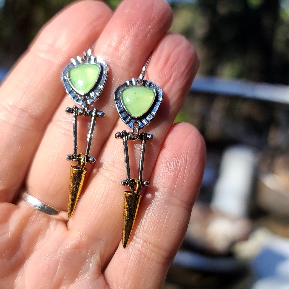 Tribal green Turquoise earrings - Picture 5 of 8